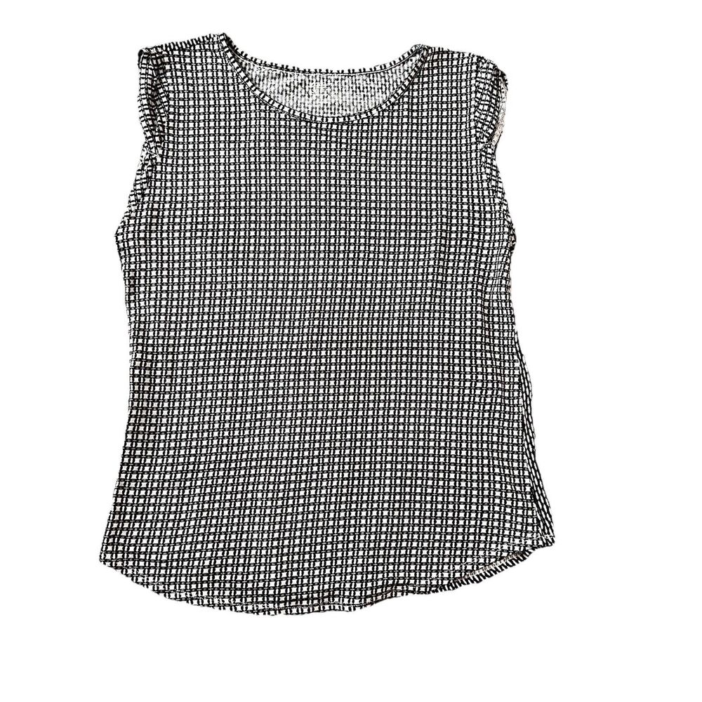 Ann Taylor Loft 100% Linen Tee Shirt Medium Tank Top Black Ivory